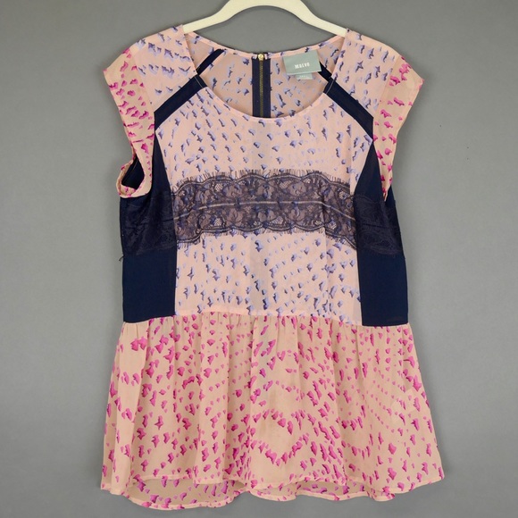 Maeve Tops - Anthropologie Maeve Evangeline Pink Peplum Top